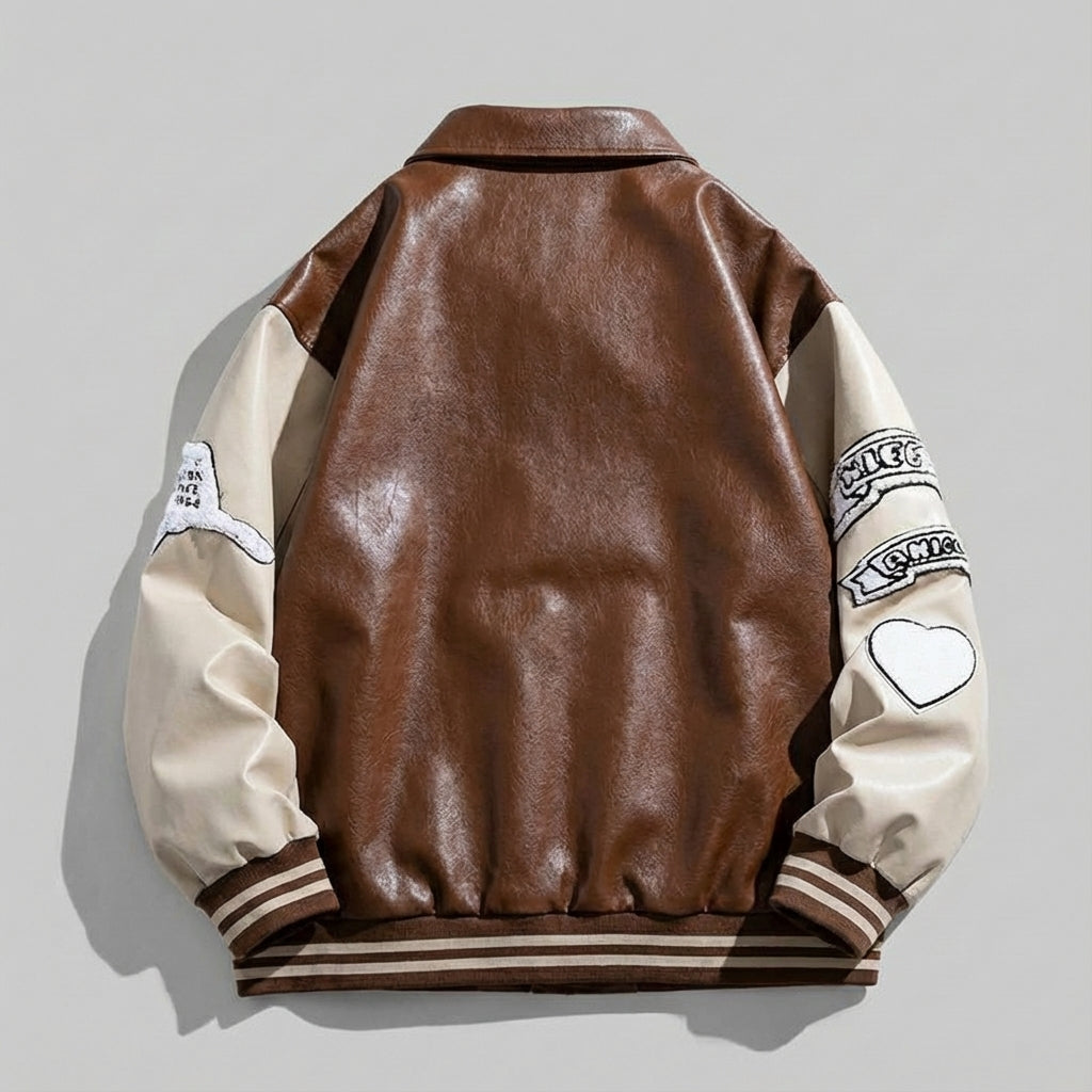 Modern Lapel PU Leather Jacket