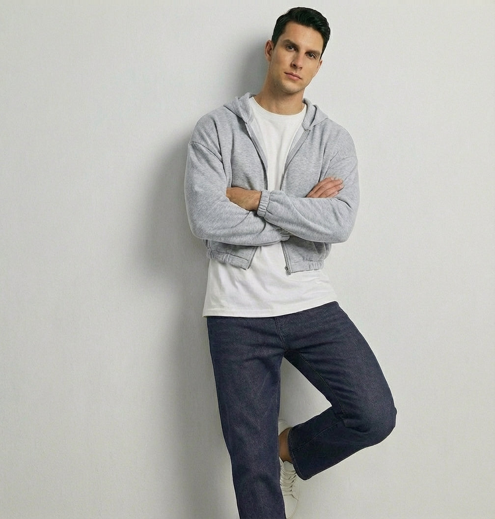 Timeless Cropped Zip Hoodie