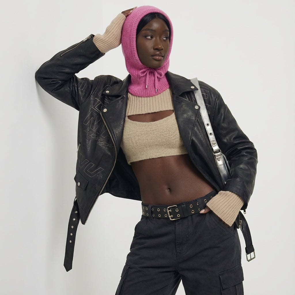 Winter Knit Collar Hat