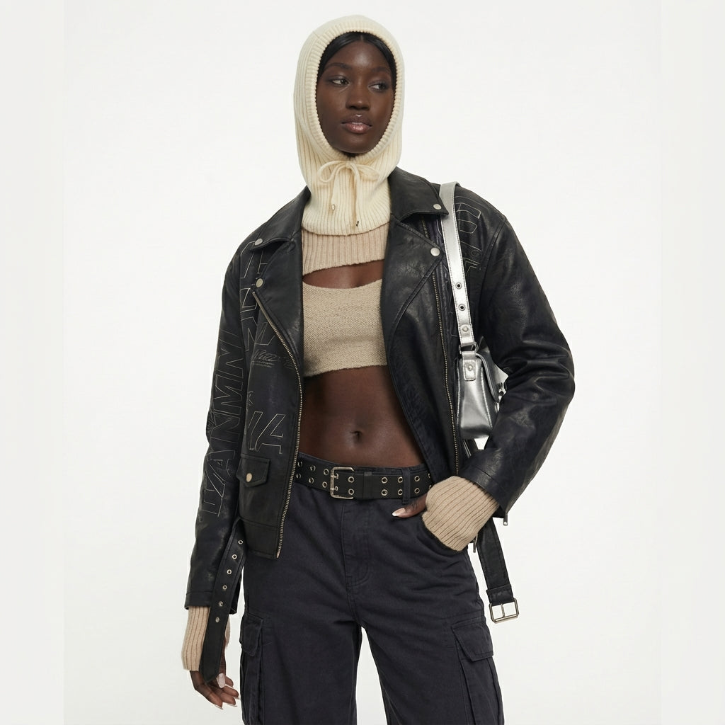 Winter Knit Collar Hat