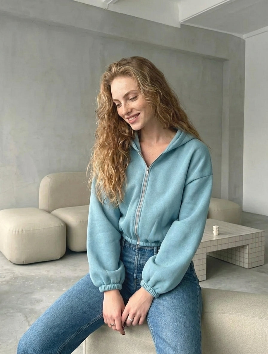 Timeless Cropped Zip Hoodie