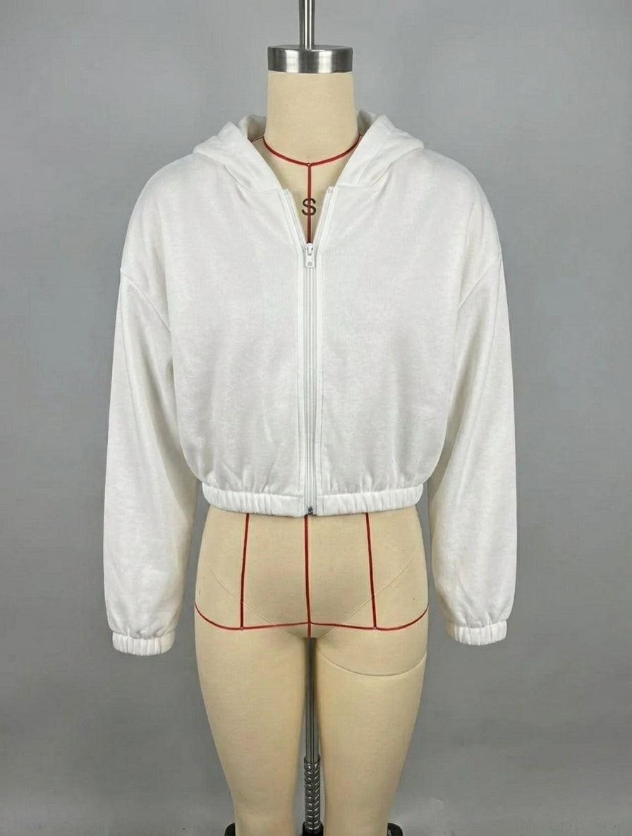 Timeless Cropped Zip Hoodie