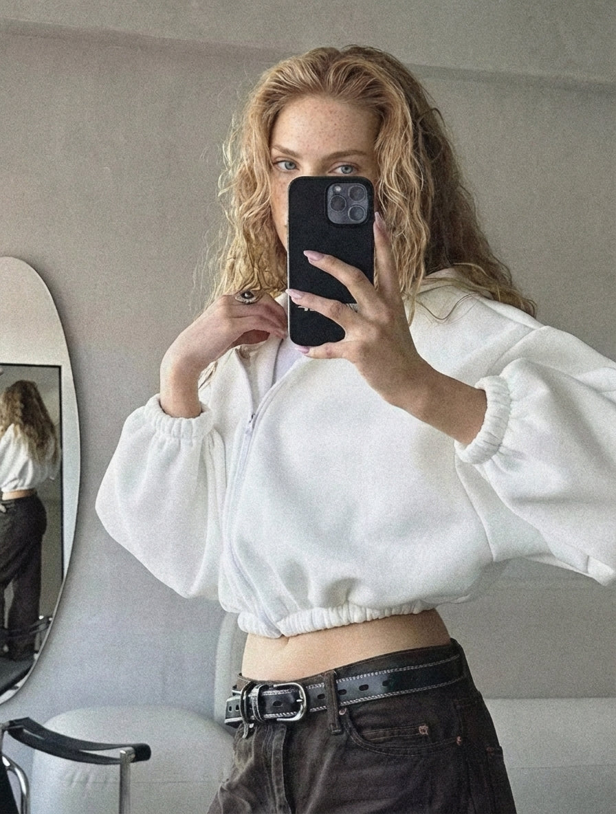 Timeless Cropped Zip Hoodie