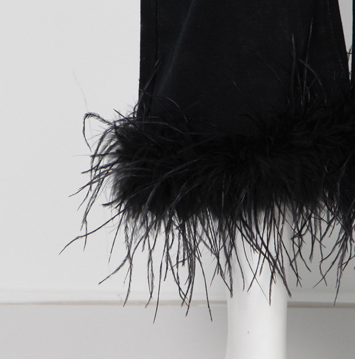 Feathered Cropped Denim Trousers