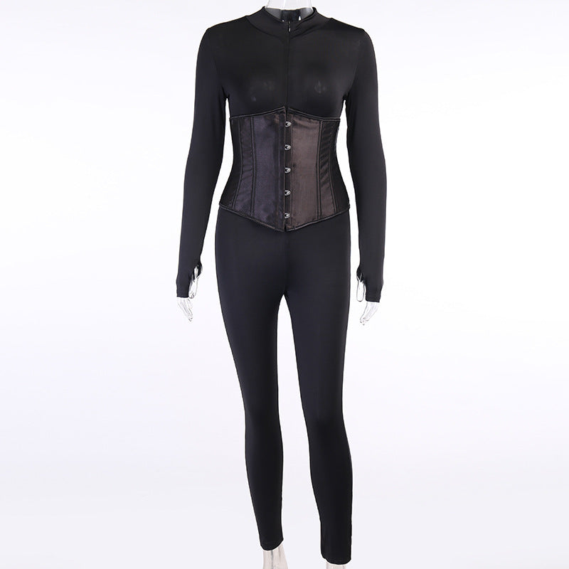 Zipper Waist Jumpsuit + Sleek Corset Set