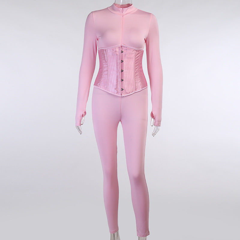 Zipper Waist Jumpsuit + Sleek Corset Set