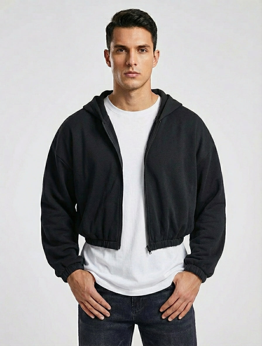 Timeless Cropped Zip Hoodie