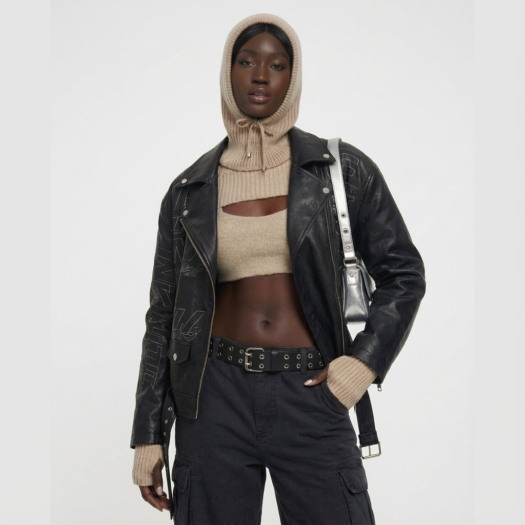 Winter Knit Collar Hat