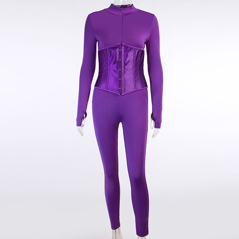 Zipper Waist Jumpsuit + Sleek Corset Set