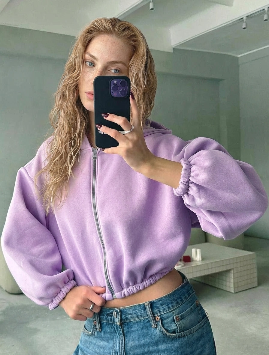 Timeless Cropped Zip Hoodie