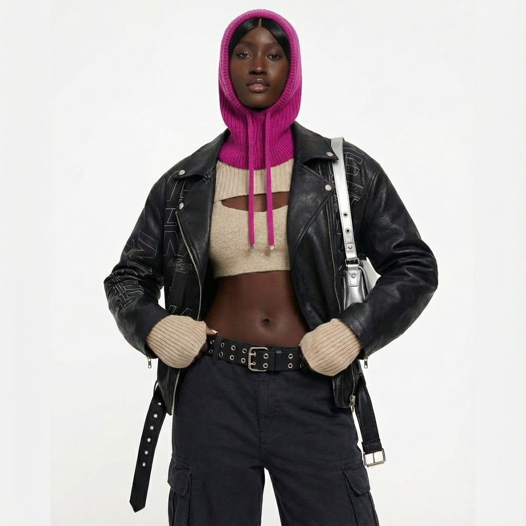 Winter Knit Collar Hat