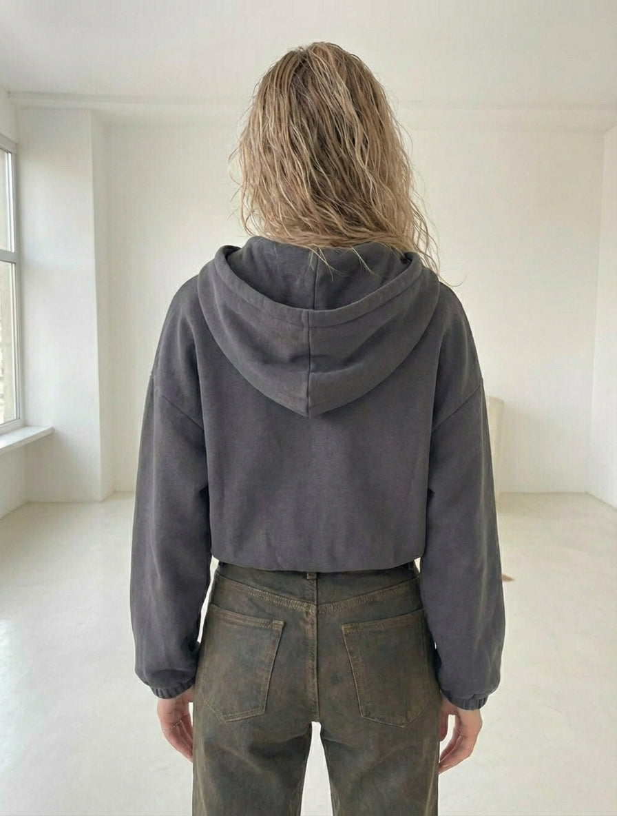 Timeless Cropped Zip Hoodie
