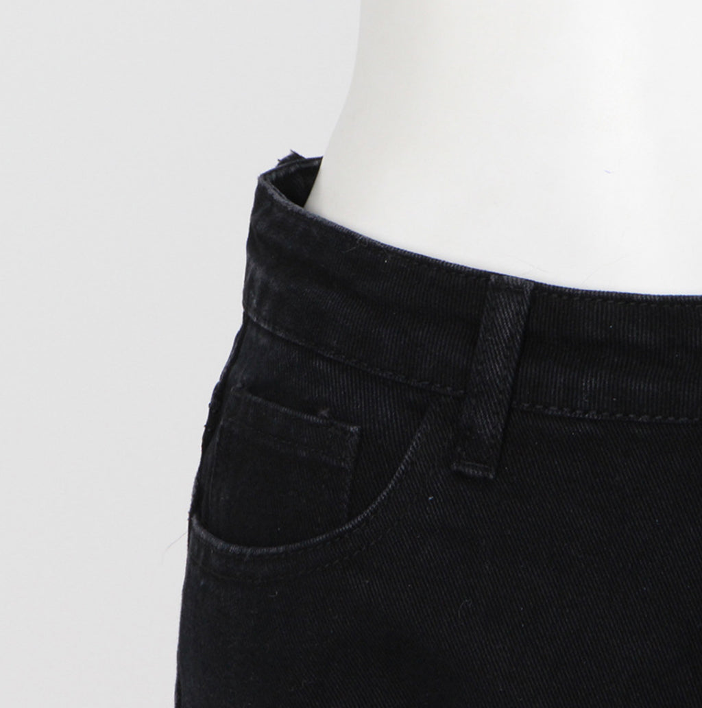 Feathered Cropped Denim Trousers