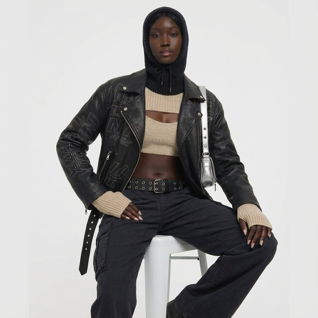 Winter Knit Collar Hat