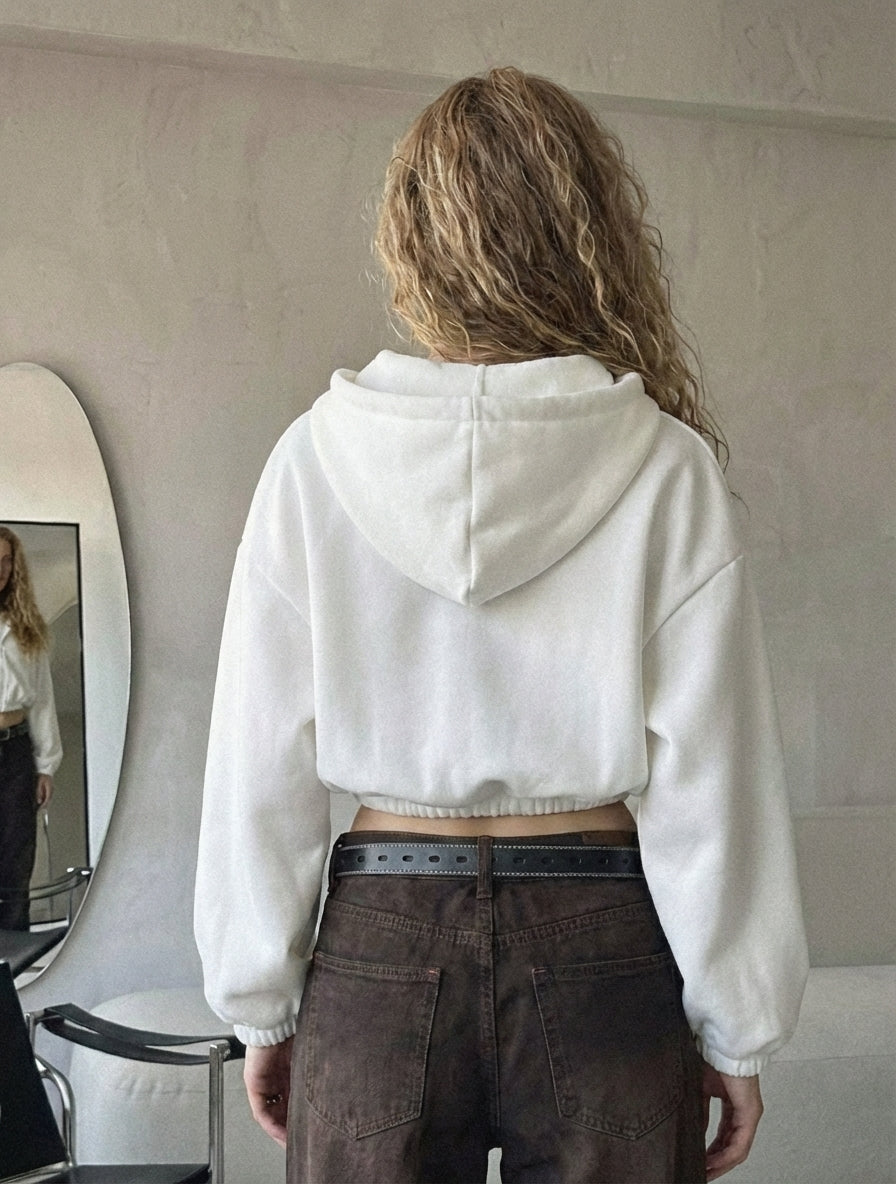 Timeless Cropped Zip Hoodie