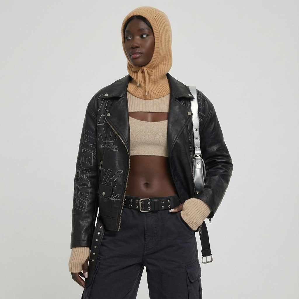 Winter Knit Collar Hat