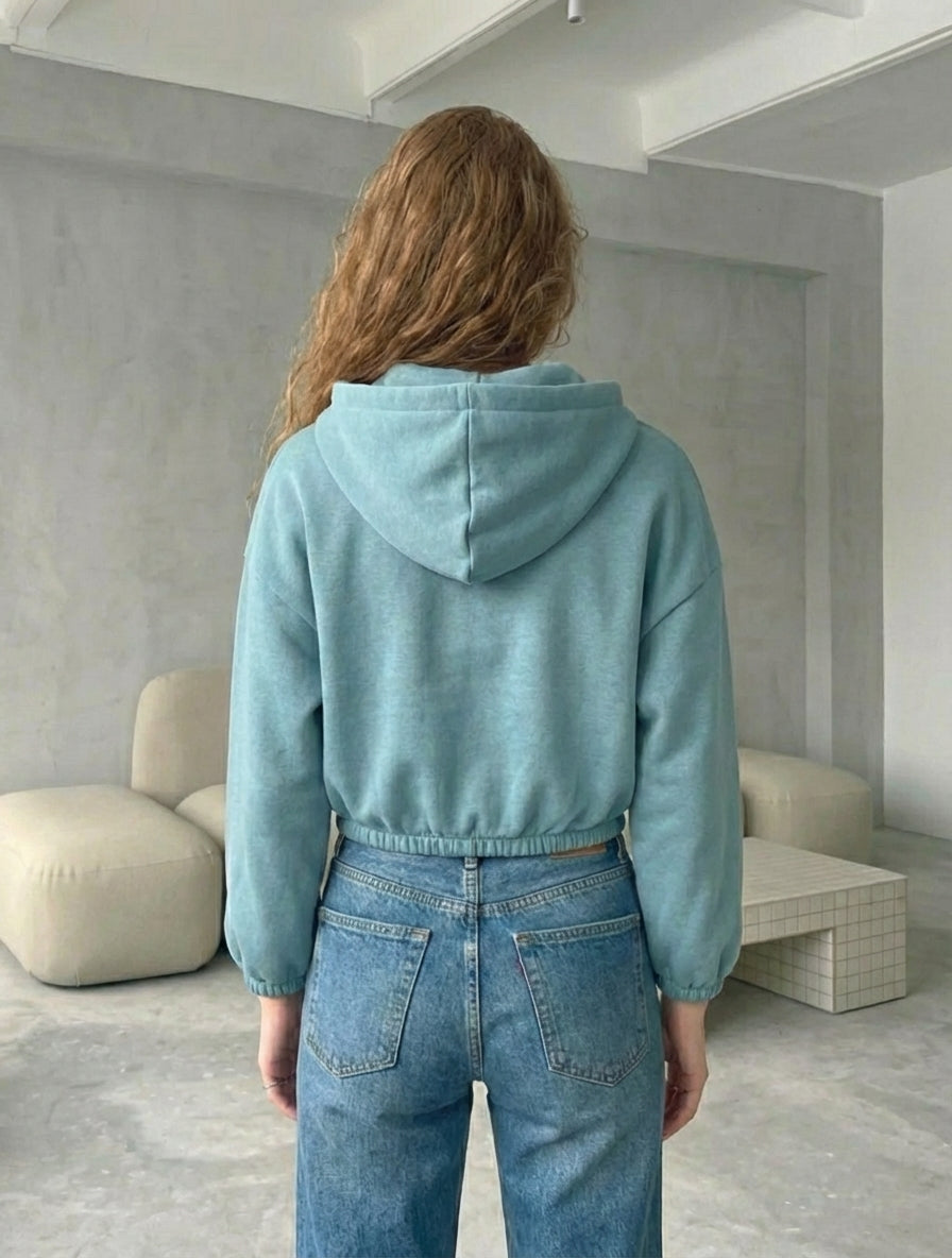 Timeless Cropped Zip Hoodie