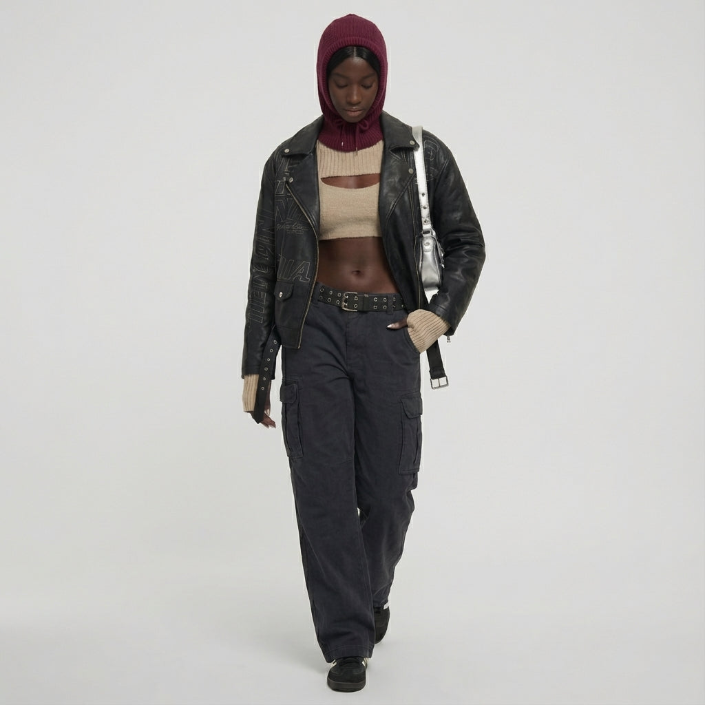 Winter Knit Collar Hat