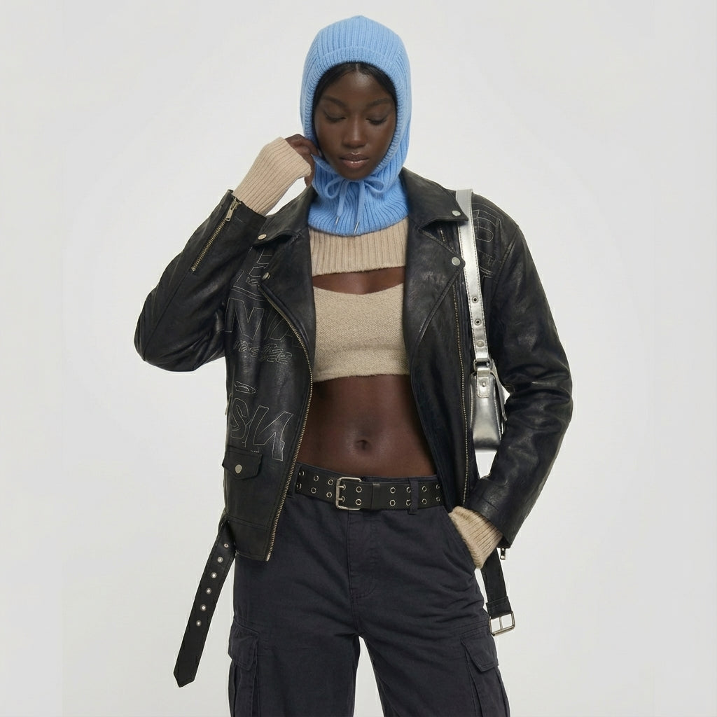 Winter Knit Collar Hat