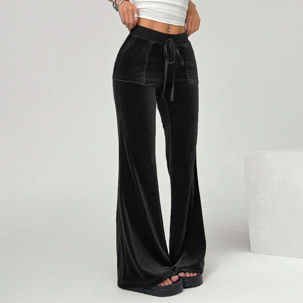 Velvet Winter Wide-Leg Trousers For Women
