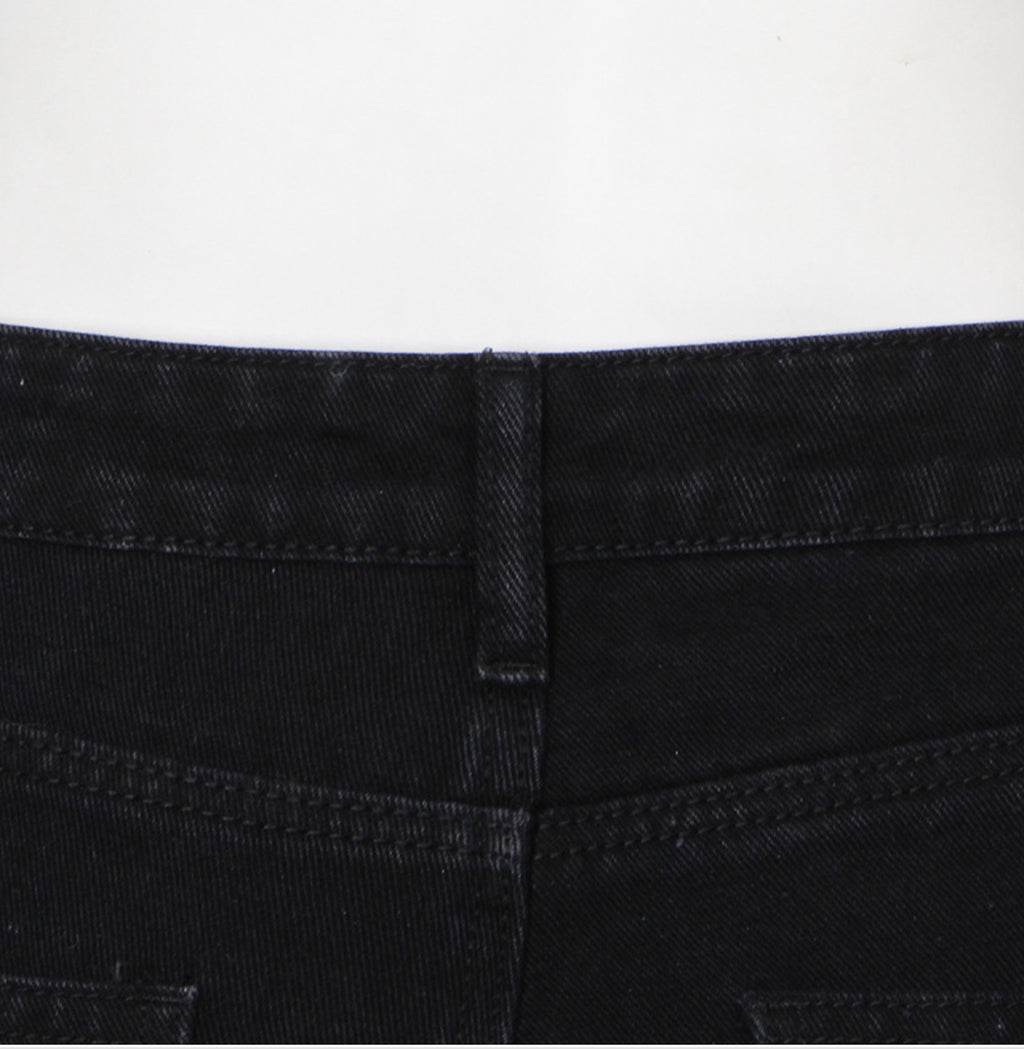 Feathered Cropped Denim Trousers