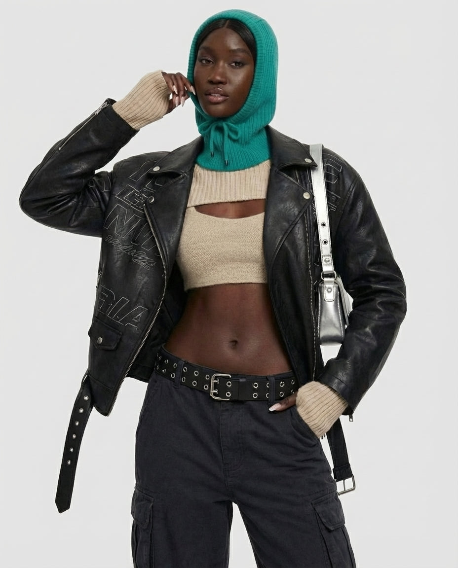 Winter Knit Collar Hat