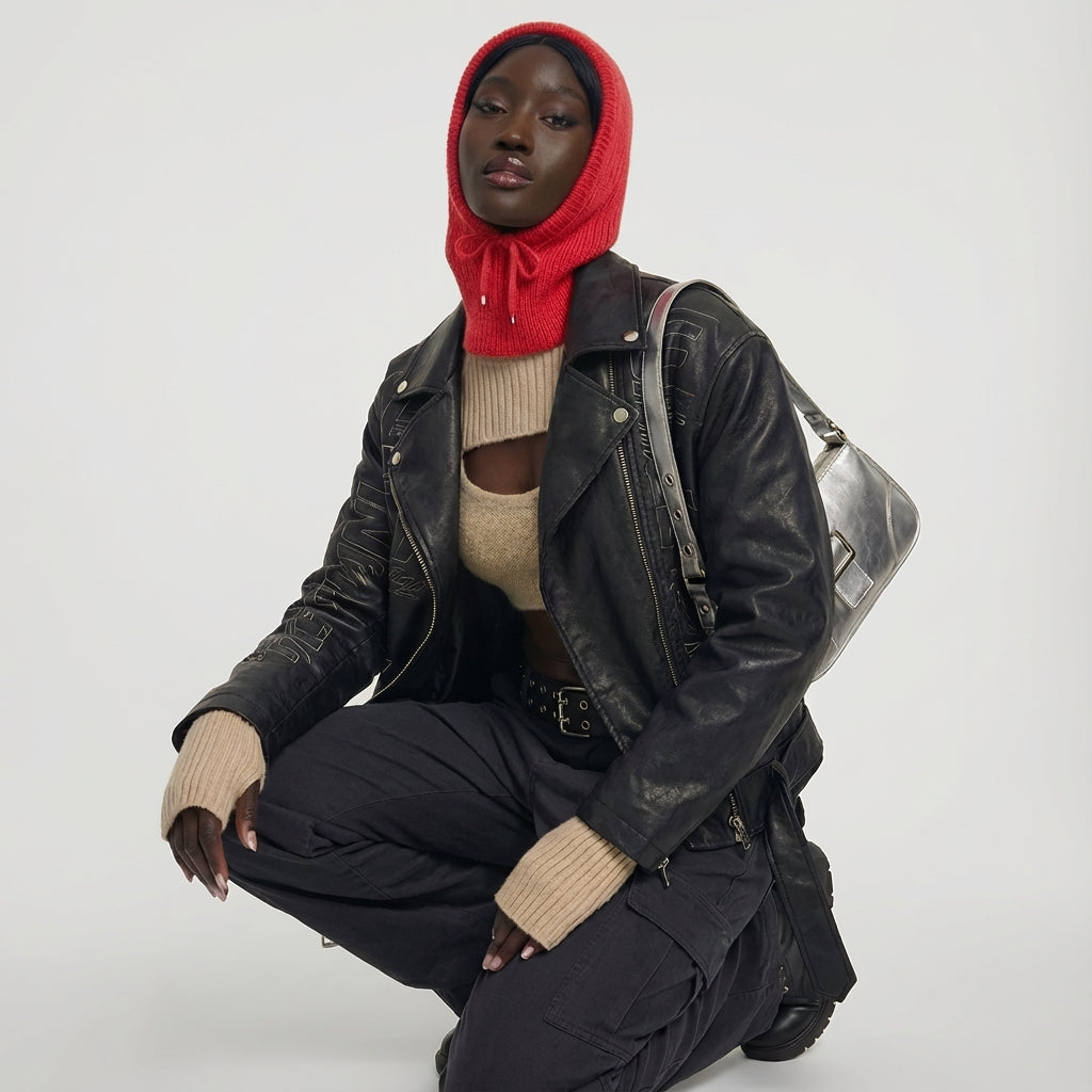 Winter Knit Collar Hat