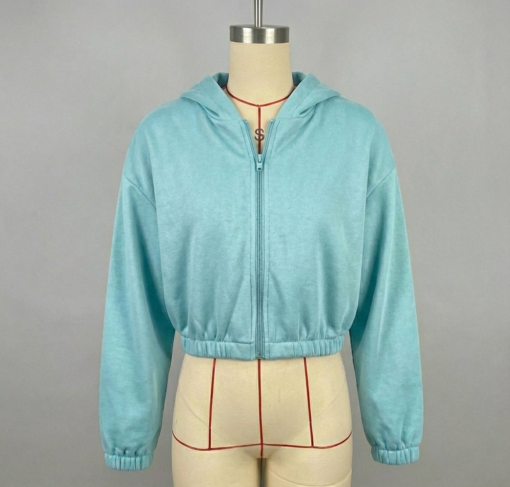 Timeless Cropped Zip Hoodie