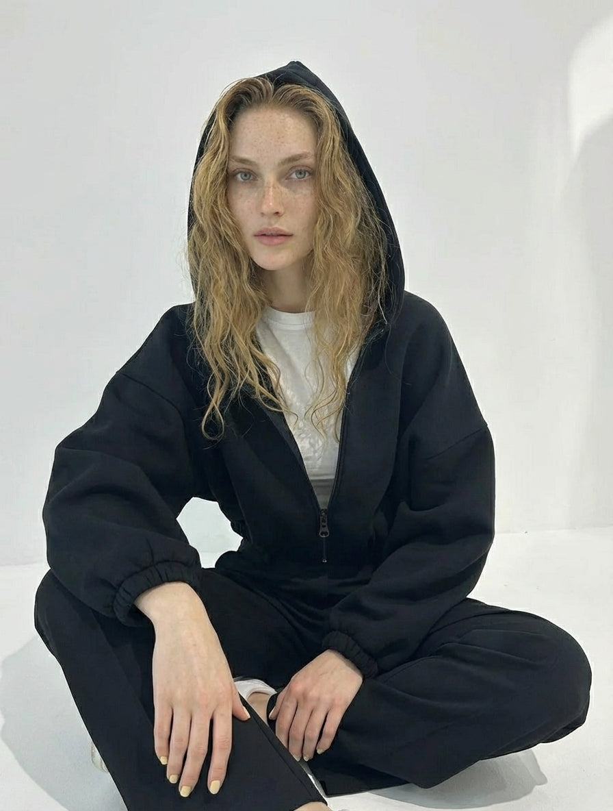 Timeless Cropped Zip Hoodie