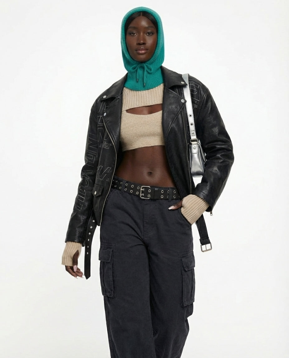 Winter Knit Collar Hat