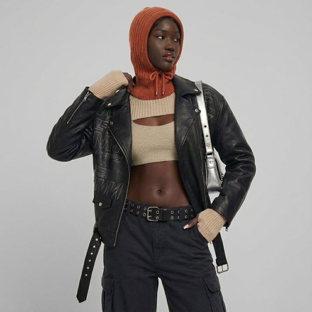 Winter Knit Collar Hat