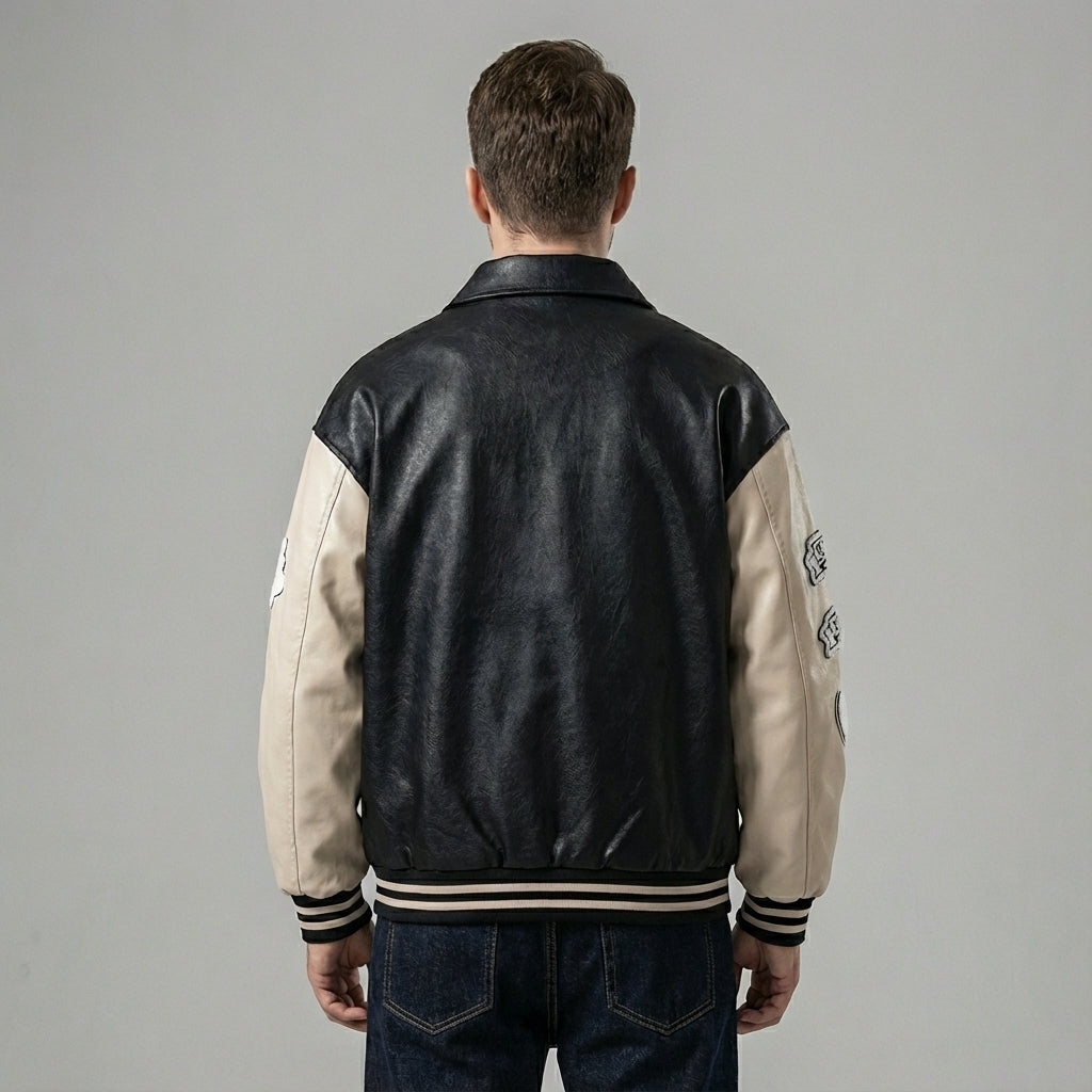 Modern Lapel PU Leather Jacket