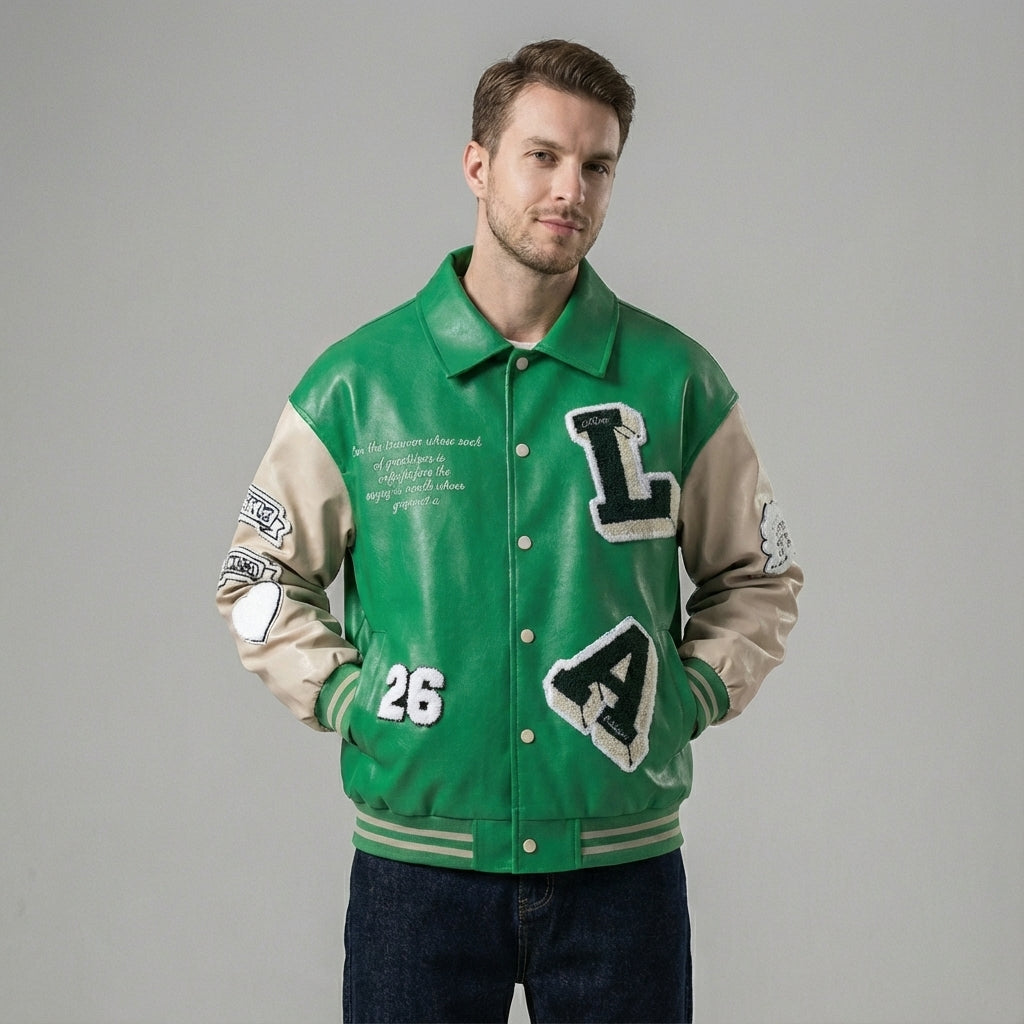 Modern Lapel PU Leather Jacket