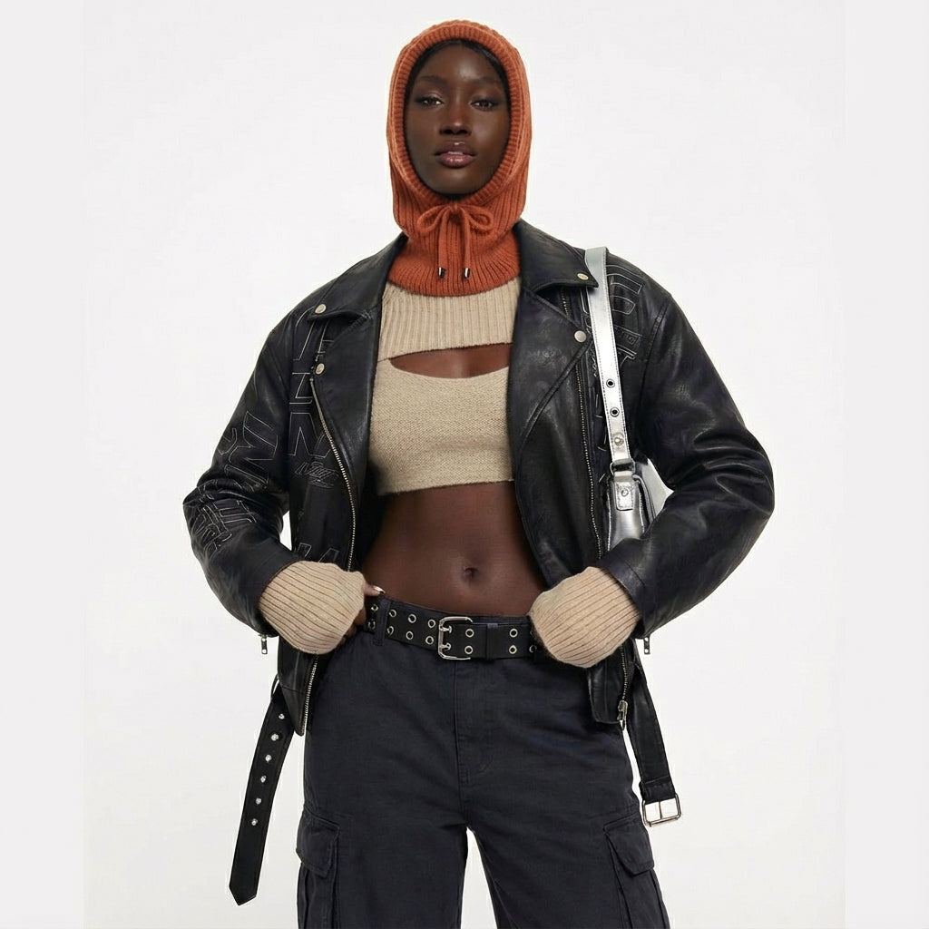 Winter Knit Collar Hat