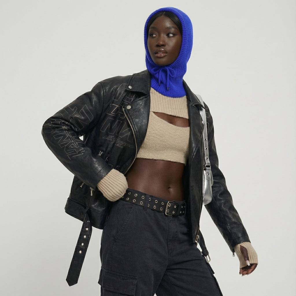 Winter Knit Collar Hat