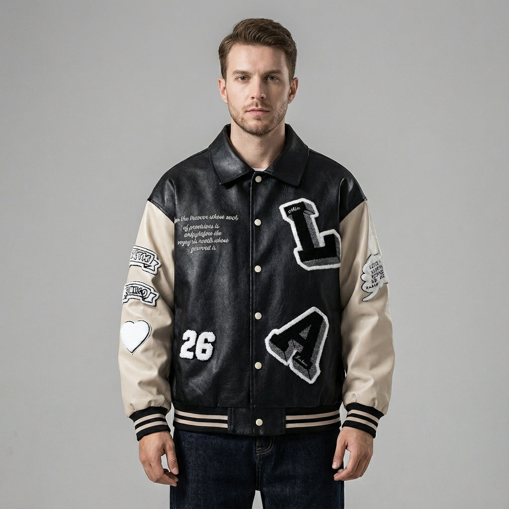 Modern Lapel PU Leather Jacket