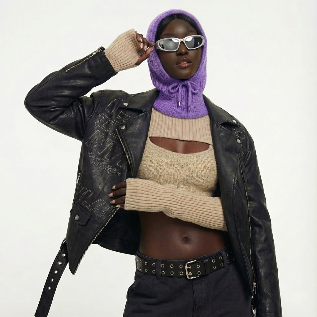 Winter Knit Collar Hat