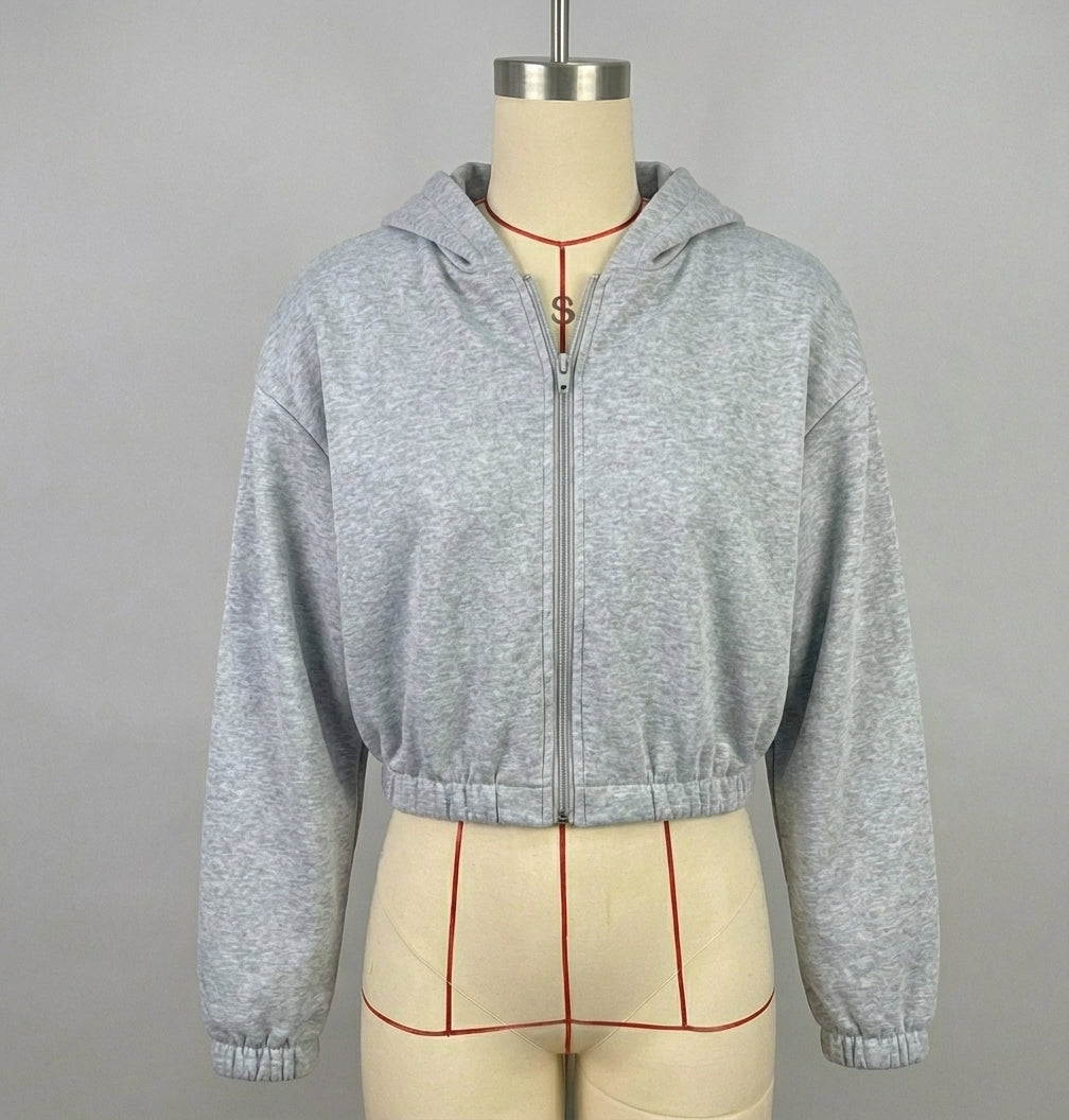 Timeless Cropped Zip Hoodie