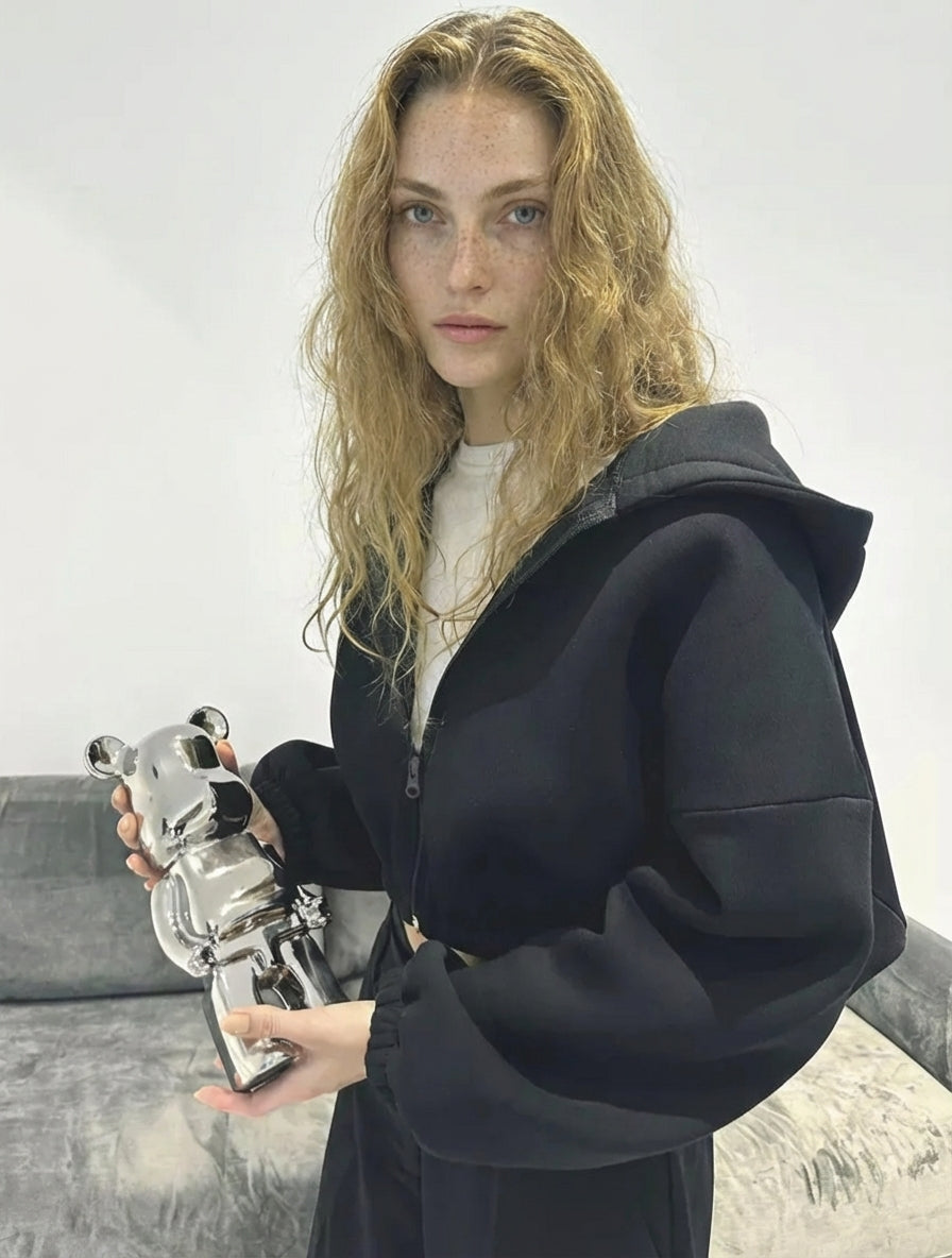 Timeless Cropped Zip Hoodie