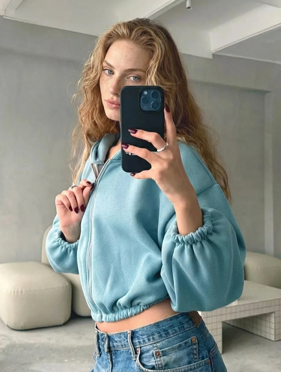 Timeless Cropped Zip Hoodie