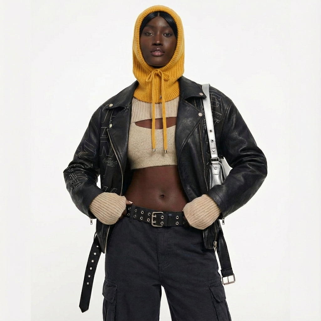 Winter Knit Collar Hat