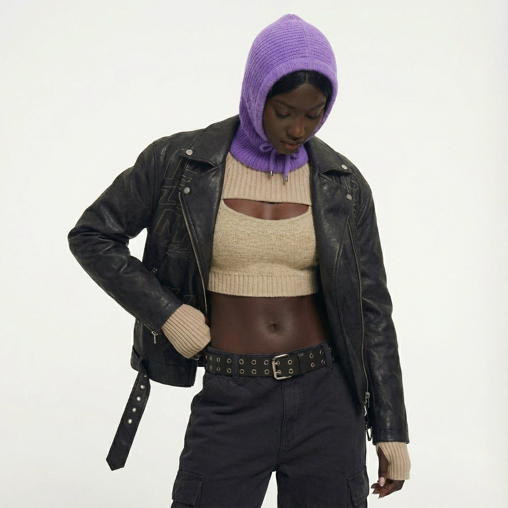 Winter Knit Collar Hat