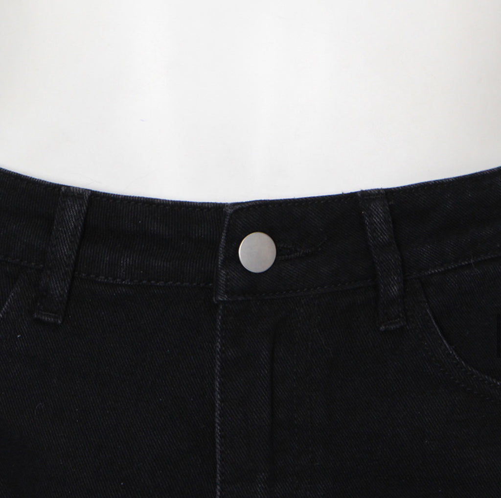 Feathered Cropped Denim Trousers