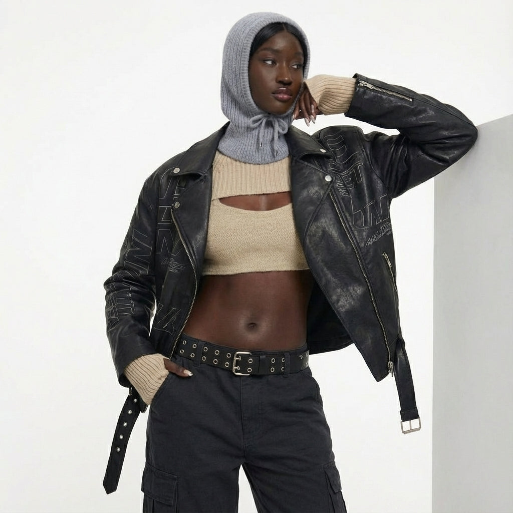 Winter Knit Collar Hat