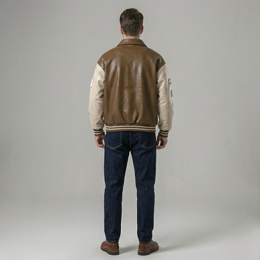 Modern Lapel PU Leather Jacket