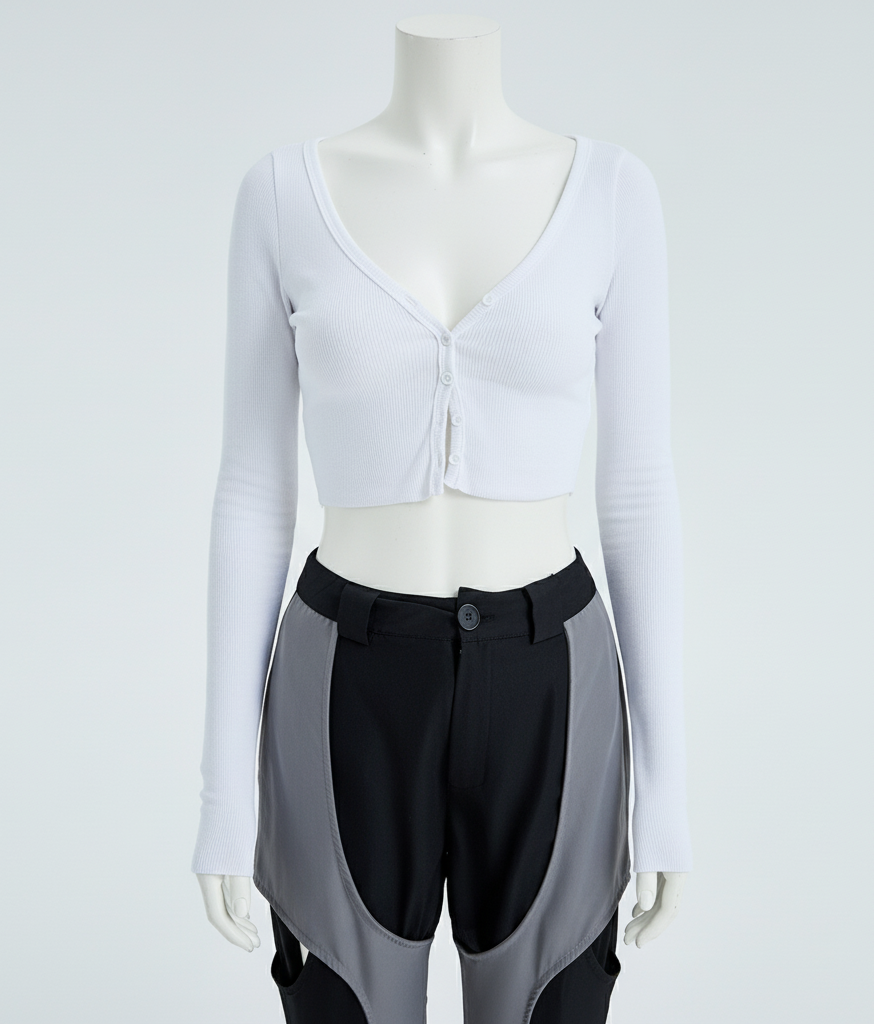 Modern Knitted V-Neck Top