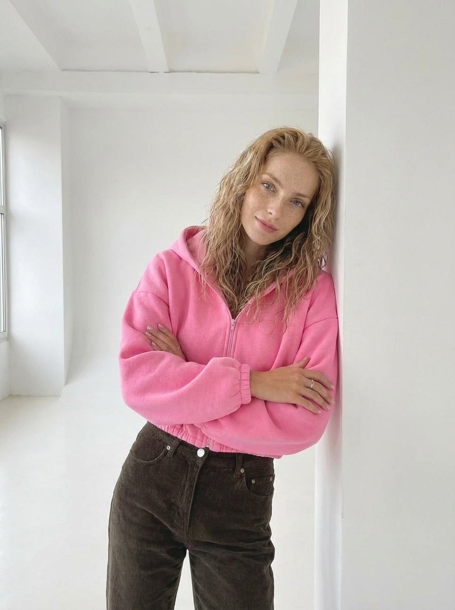Timeless Cropped Zip Hoodie