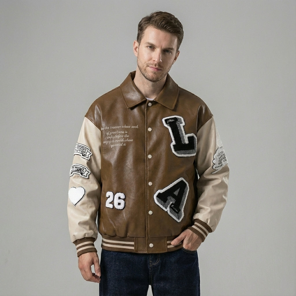 Modern Lapel PU Leather Jacket