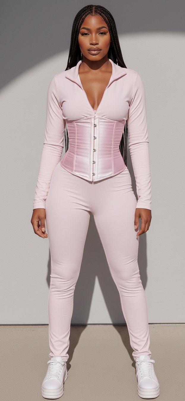 Zipper Waist Jumpsuit + Sleek Corset Set