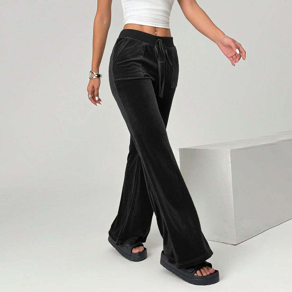 Velvet Winter Wide-Leg Trousers For Women
